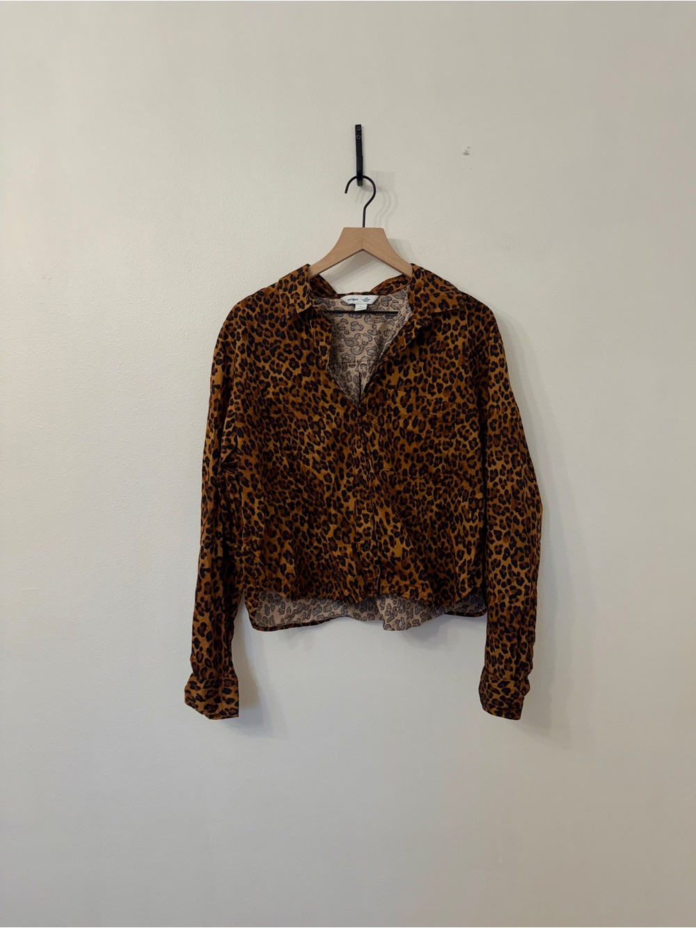 Old Navy Leopard Print Button-Down Top - Brown/Black